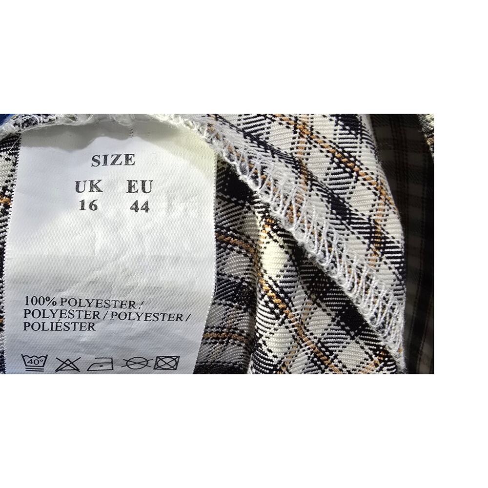 Qed London Brown Plaid Tiered Dress Size 12 | Button Front Prairie Cottagecore - Picture 15 of 16